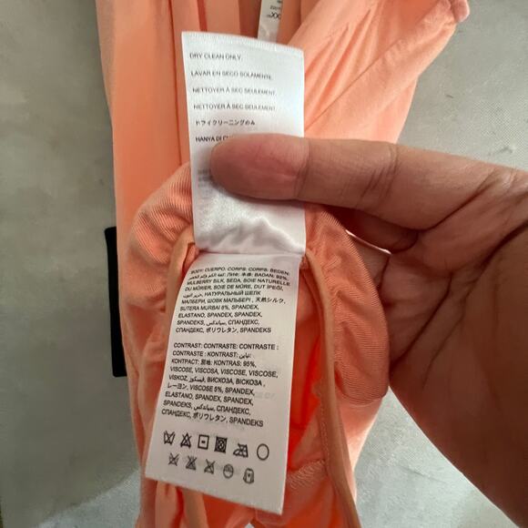 Bebe XXS NWT Pink Mulberry Silk Blend Bodysuit Top Sleeveless Deep V Neck - Picture 8 of 9